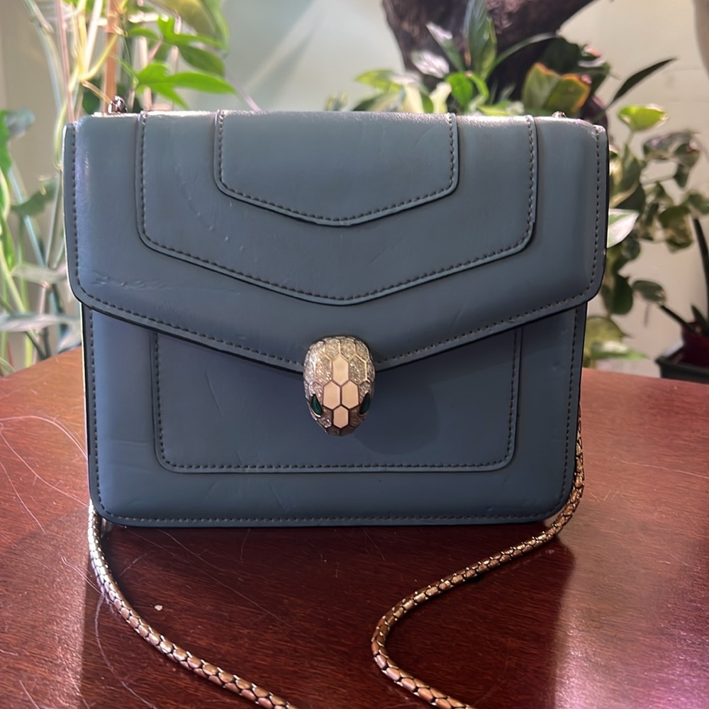 Blue Bulgari Vintage Snake-Embellished Women's Bag